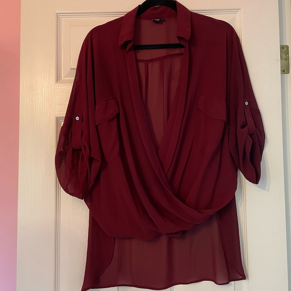 twik Burgundy 3/4 Sleeve Top